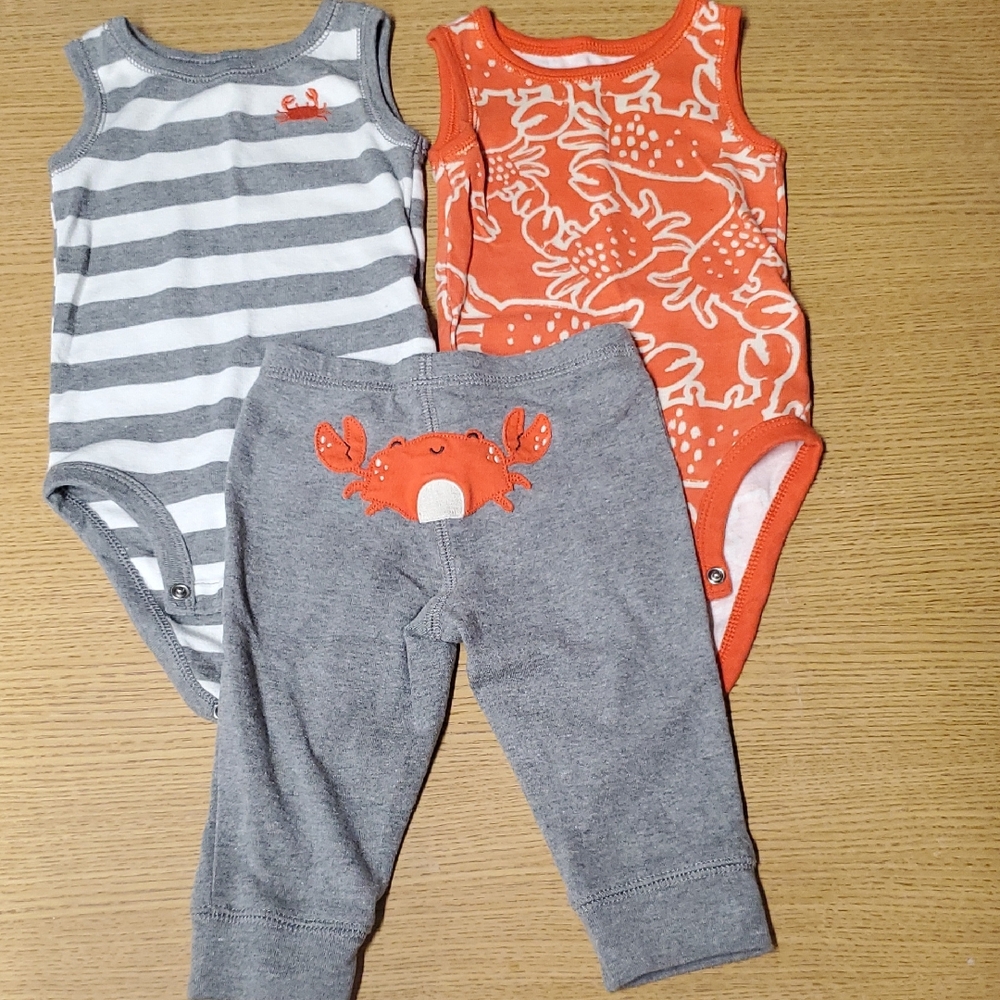 Carter's Crab-Themed Baby Onesie Set - Gray and Orange
